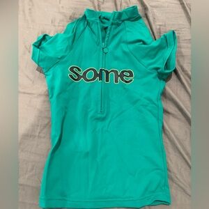 Women's Teal Zip-Up Top